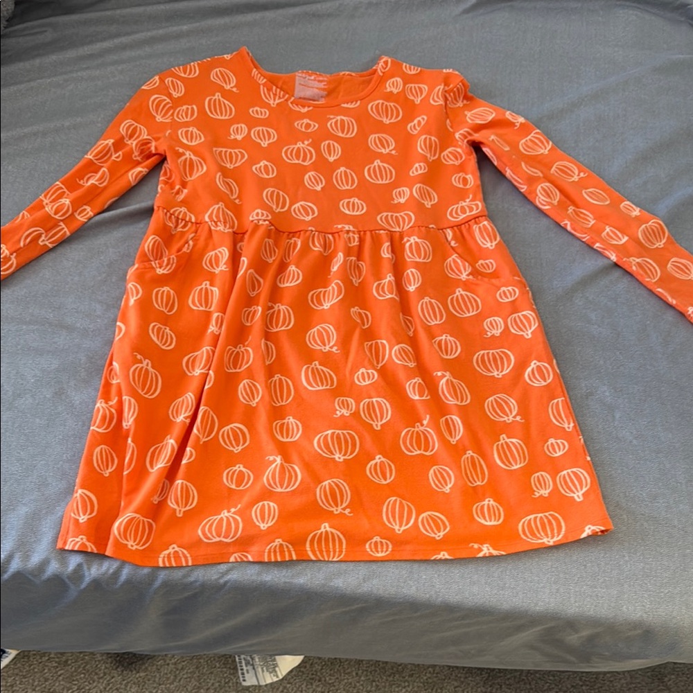 Cat & Jack Orange Sundress with Long Sleeves and Square Neck